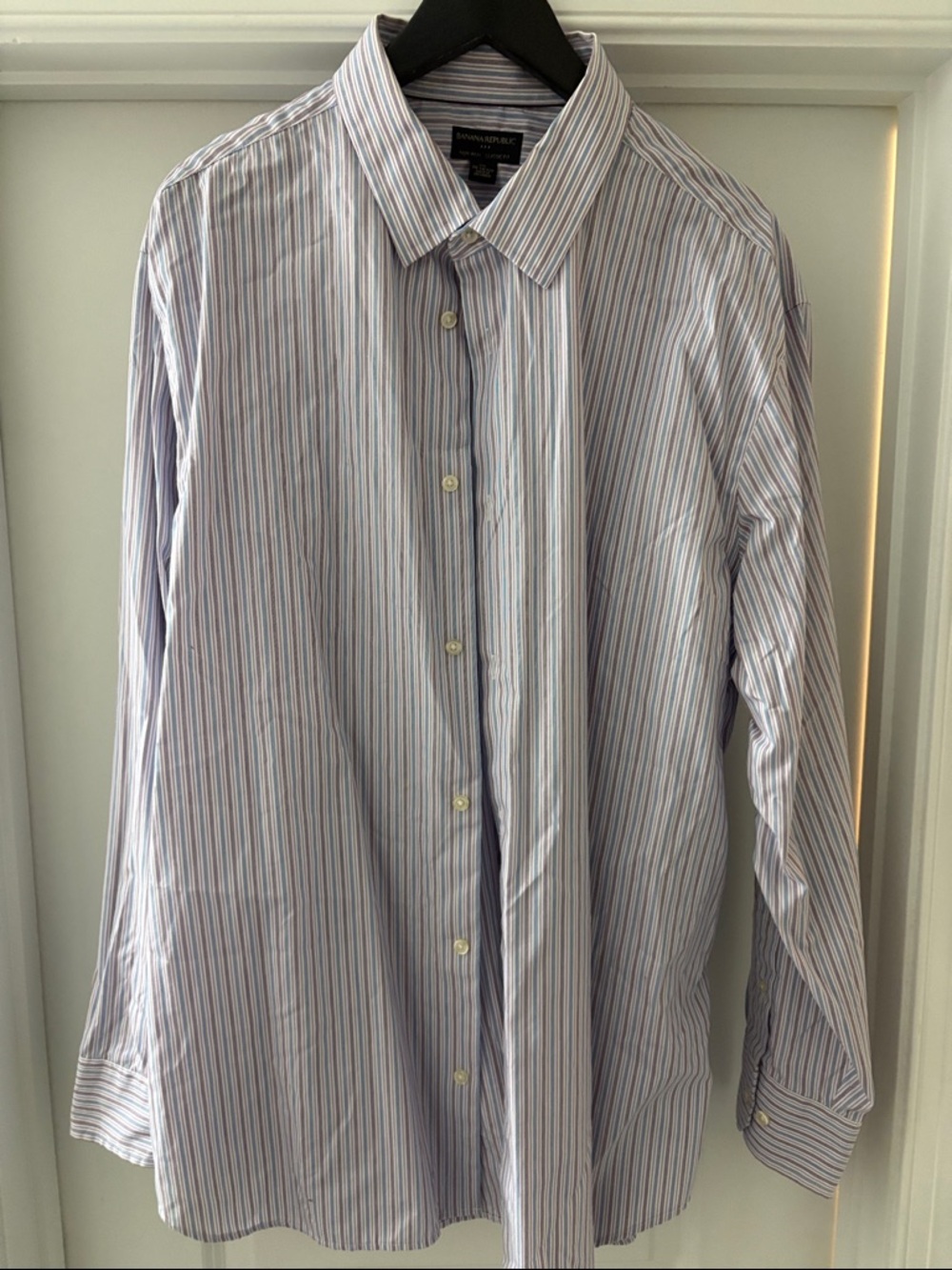 Banana Republic  Men's Long-Sleeve Striped Shirt - Light Blue, White, Lavender